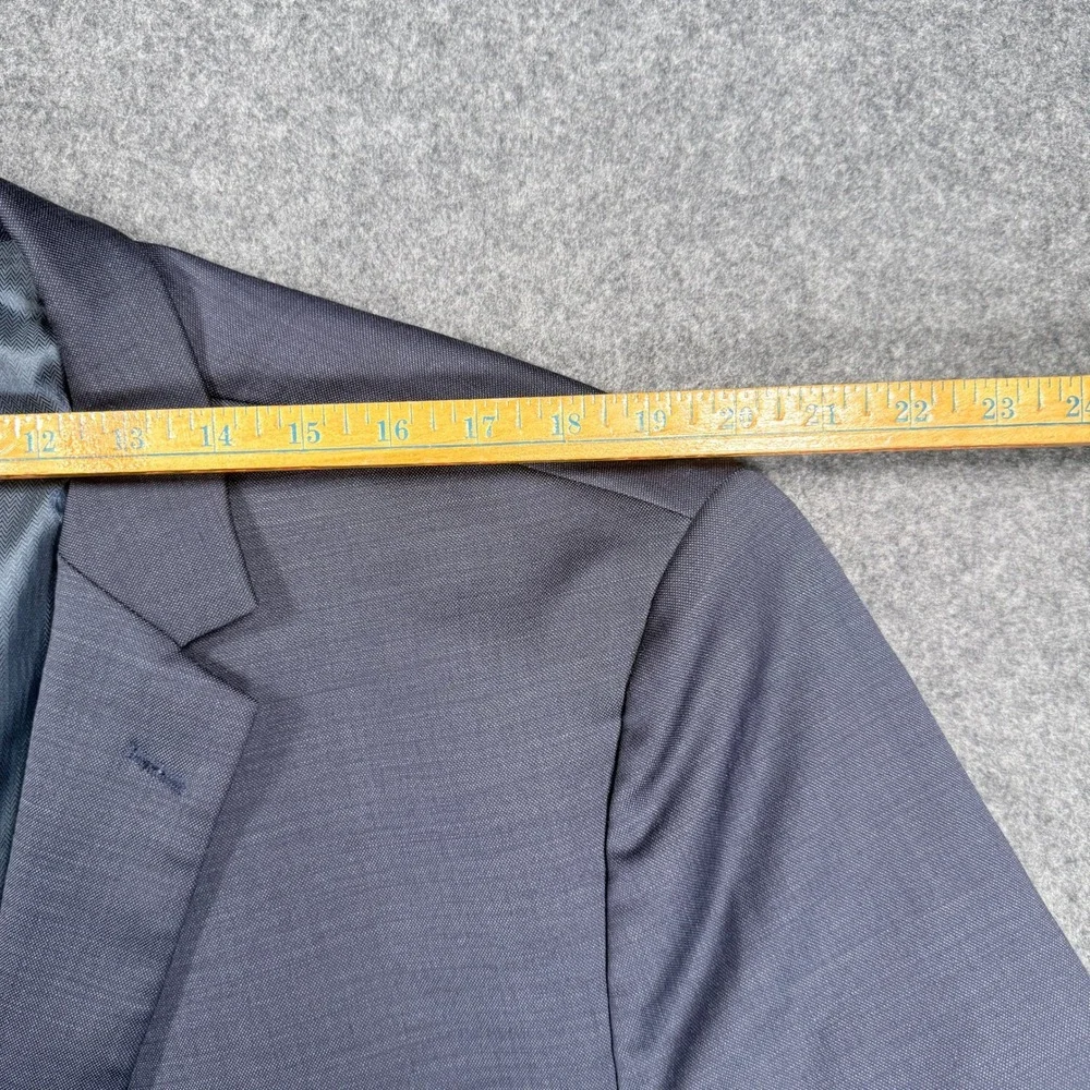 Mens 2 Button Suit Set Blazer and Trousers Blue Grey Textured Modern Fit
